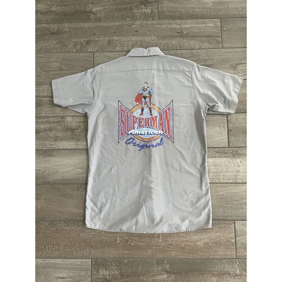 Vintage Superman 90s Warner Brothers Dickies Casual Button Down Mens Medium RARE